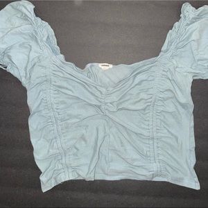 scrunchy puff sleeve crop top